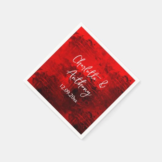 Serviette En Papier Mariage Creative Abstrait Artwork rouge (Coin)