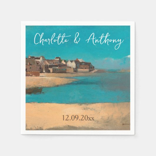 Serviette En Papier Mariage Creative Village Sea Sky impressionniste (Devant)