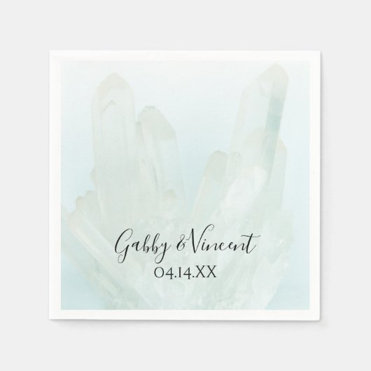 Serviette En Papier Mariage cristaux bleu glace clair (Devant)