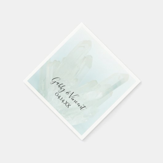 Serviette En Papier Mariage cristaux bleu glace clair (Coin)