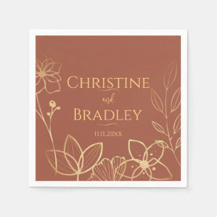 Serviette En Papier Mariage cuivre et or