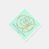 Serviette En Papier Mariage D Monogramme D Vert Monnaie Personnalisé (Coin)
