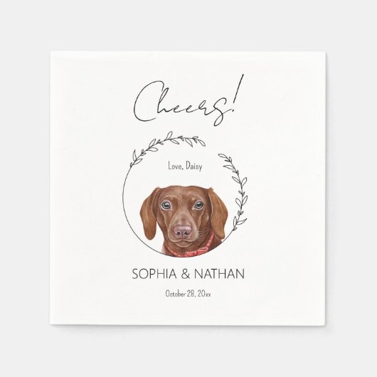 Serviette En Papier Mariage Dachshund Chien simple Cocktail Napkins (Devant)