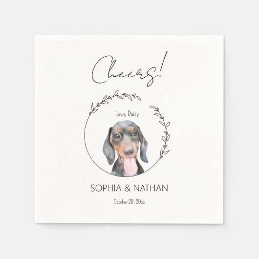 Serviette En Papier Mariage Dachshund Chien simple Cocktail  Napkins (Devant)