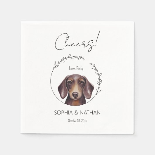 Serviette En Papier Mariage Dachshund Chien simple Cocktail  Napkins (Devant)