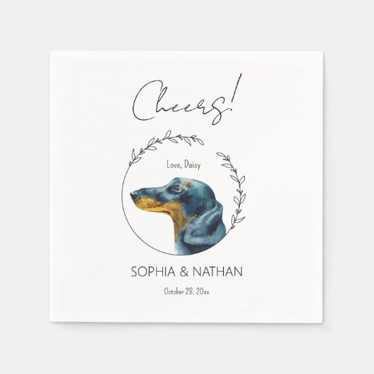 Serviette En Papier Mariage Dachshund Chien simple Cocktail  Napkins (Devant)