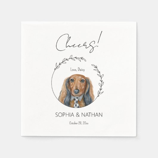 Serviette En Papier Mariage Dachshund Chien simple Cocktail  Napkins (Devant)