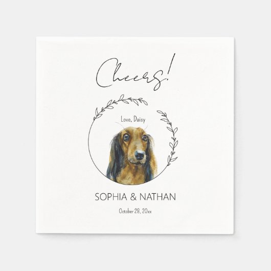 Serviette En Papier Mariage Dachshund Chien simple Cocktail  Napkins (Devant)