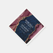 Serviette En Papier Mariage d'âge marine, bourgogne et or (Coin)
