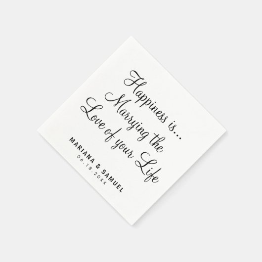 Serviette En Papier Mariage d'amour amusant en noir et blanc (Coin)