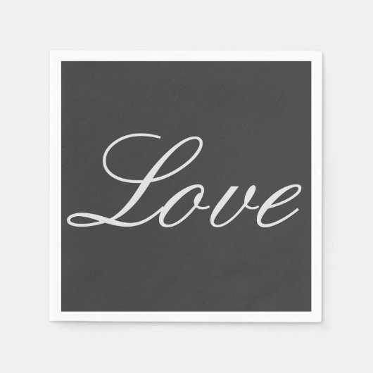 Serviette En Papier Mariage d'amour Arrière - plan gris élégant (Devant)