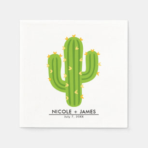 Serviette En Papier Mariage d'amour du coeur jaune Cactus Fiesta