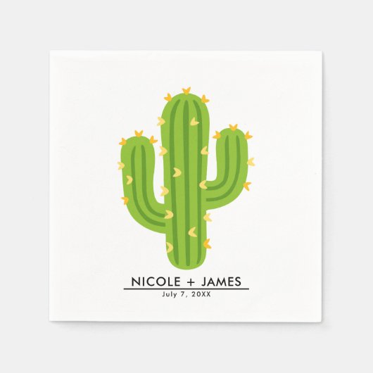 Serviette En Papier Mariage d'amour du coeur jaune Cactus Fiesta (Devant)