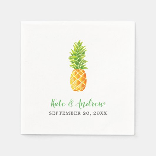 Serviette En Papier Mariage d'ananas aquarelle (Devant)