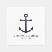 Serviette En Papier Mariage d'Ancre bleu marine moderne (Devant)