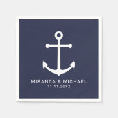 Serviette En Papier Mariage d'Ancre bleu marine moderne (Devant)