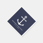 Serviette En Papier Mariage d'Ancre bleu marine moderne (Coin)