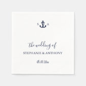 Serviette En Papier Mariage d'Ancre bleu marine Monogram (Devant)