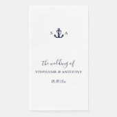 Serviette En Papier Mariage d'Ancre bleu marine Monogram (Devant)