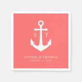 Serviette En Papier Mariage d'Ancre de monogramme couleur Arrière - pl (Devant)