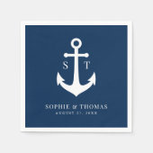 Serviette En Papier Mariage d'Ancre de monogramme couleur Arrière - pl (Devant)