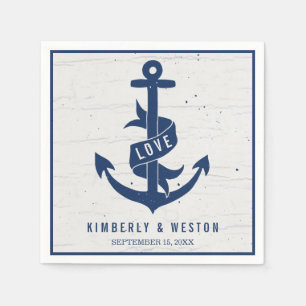 Serviette En Papier Mariage d'Ancre nautique rustique / Marine