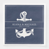Serviette En Papier Mariage d'Ancre Vague bleue V2 Wht/Navy ID836 (Devant)