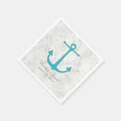 Serviette En Papier Mariage d'Ancres Turquoise Rustic (Coin)