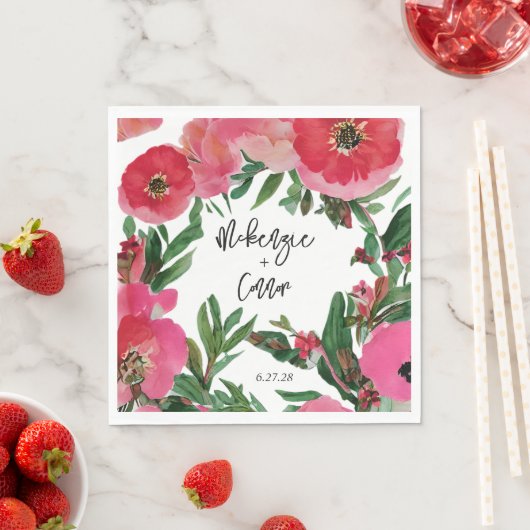 Serviette En Papier Mariage d'anémone aquarelle (En situation)