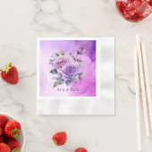 Serviette En Papier Mariage dans le jardin de l'alcool rose violet et  (En situation)