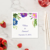 Serviette En Papier Mariage dans le jardin violet bleu (En situation)