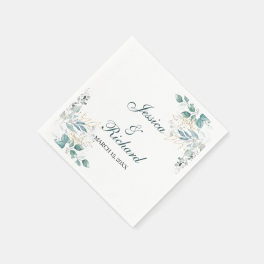 Serviette En Papier Mariage d'aquarelle (Coin)