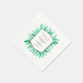 Serviette En Papier Mariage d'aquarelle à feuillage persistant de feui (Coin)