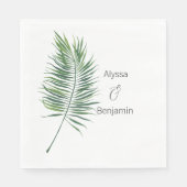 Serviette En Papier Mariage d'aquarelle à feuilles tropicales personna (Devant)