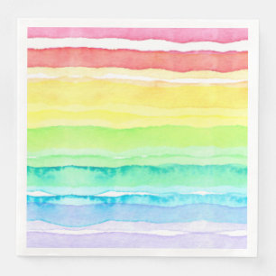 Serviette En Papier Mariage d'aquarelle arc-en-ciel