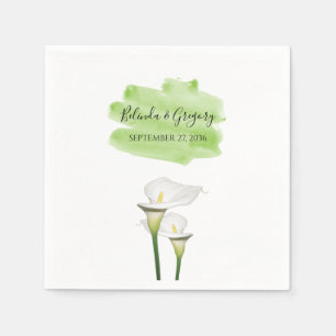 Serviette En Papier Mariage d'aquarelle blanc Calla Lilies