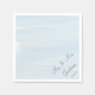Serviette En Papier Mariage d'aquarelle bleu
