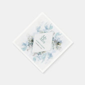 Serviette En Papier Mariage d'aquarelle bleu bleu foncé romantique (Coin)