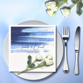 Serviette En Papier Mariage d'aquarelle bleu et blanc de la marine mod