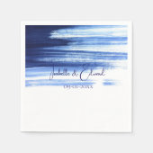 Serviette En Papier Mariage d'aquarelle bleu et blanc de la marine mod (Devant)