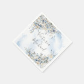 Serviette En Papier Mariage d'aquarelle bleu foncé (Coin)