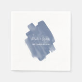 Serviette En Papier Mariage d'aquarelle bleu foncé (Devant)