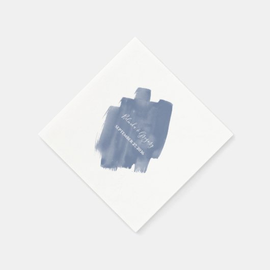 Serviette En Papier Mariage d'aquarelle bleu foncé (Coin)