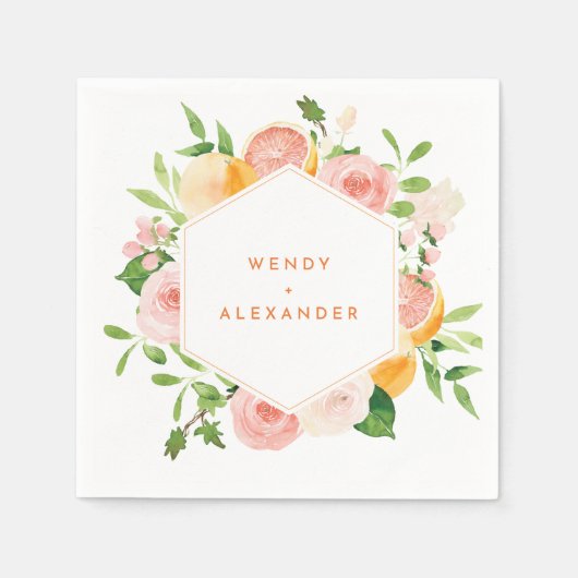 Serviette En Papier Mariage d'aquarelle Citrus (Devant)