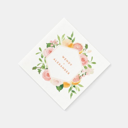 Serviette En Papier Mariage d'aquarelle Citrus (Coin)