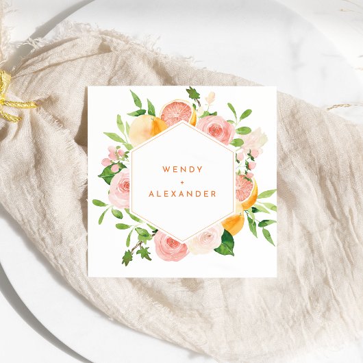 Serviette En Papier Mariage d'aquarelle Citrus
