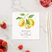 Serviette En Papier Mariage d'aquarelle Citrus citron (En situation)