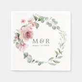 Serviette En Papier Mariage d'aquarelle couleur rose flush (Devant)