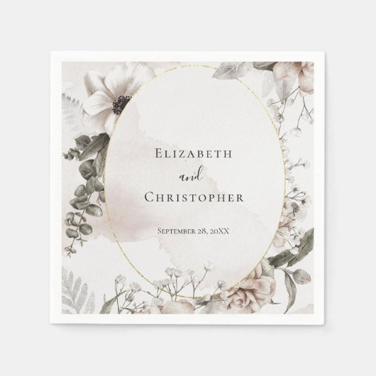 Serviette En Papier Mariage d'aquarelle couleur rose pâle (Devant)