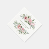 Serviette En Papier Mariage d'aquarelle couleur rose pâle (Coin)
